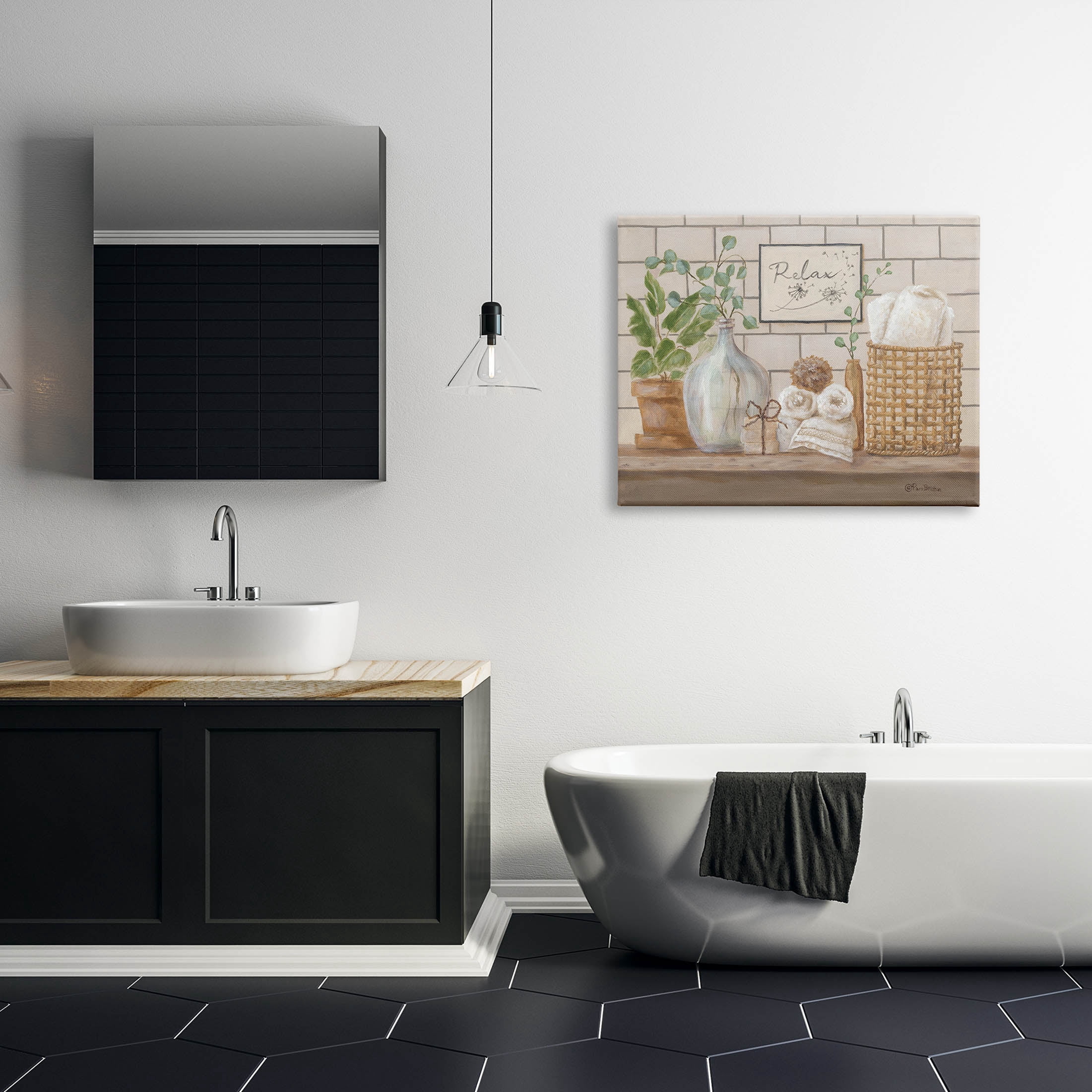 Stupell Industries Uplifting Bathroom Spa Relax Scene Painting Gallery Wrapped Canvas Print Wall Art, Design by Pam Britton