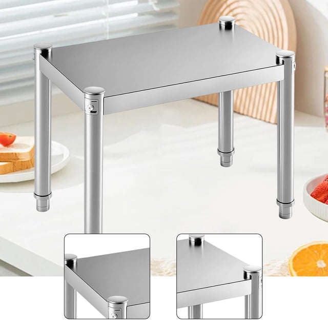 Elodie Microwave Oven Rack Kitchen Counter Shelf Stainless Steel Microwave Stand Dunnage Rack for Shop Commercial Pantry Garage Home 100x30x40 cm