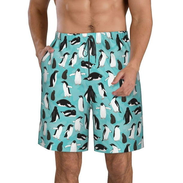 Fotbe Penguins Trajes de Baño Estampados para Hombre, Shorts de Verano de Secado Rápido, Ropa de Playa, Bañadores-X-Large