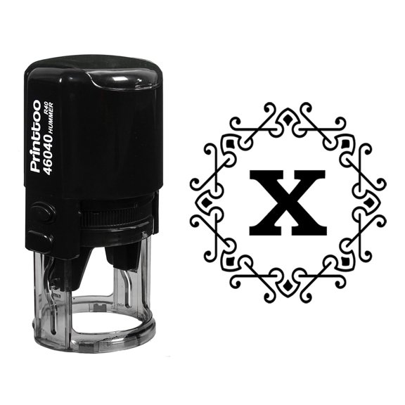 Printtoo Octagon Celtic Swirl Frame Alphabet X Monogram R-40 Self Inking Rubber Stamp Office Stationary-Black