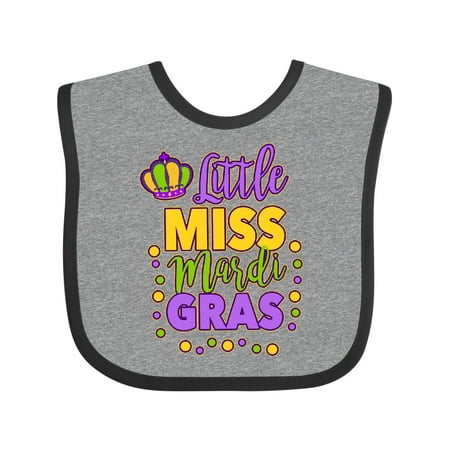 

Inktastic Little Miss Mardi Gras with Crown and Dots Gift Baby Girl Bib