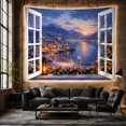 thumbnail image 4 of Snowy Lakeside Village at Dusk With Window View, Cozy Vintage for Mountain Lovers, Peaceful Winter Scenery Art, Christmas Gift Tapestry Wall Hanging for Living Room and Bedroom, 4 of 5