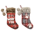 thumbnail image 2 of Cateissary Medias de Navidad de felpa, calcetines de copo de nieve con pata de perro, colgante para el hogar, contenedor de decoración de gran Kits de decoración para fiestas letras inglesas, 2 of 6