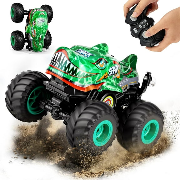1:20 Monster Truck Toys for Kids- 2.4GHz All Terrain Remote Control Car with Light & Music RC Cars with 360° Spins and Standing Wheelie Maneuvers Christmas or Birthday Gift for Kids Aged 4-12