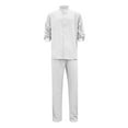 thumbnail image 4 of Fgnfyis Men's Linen Shirt Sets Outfits 2 Pieces Henley Shirts Long Sleeve Loose Yoga Pants Beach Clothing Mens Suits White M, 4 of 5
