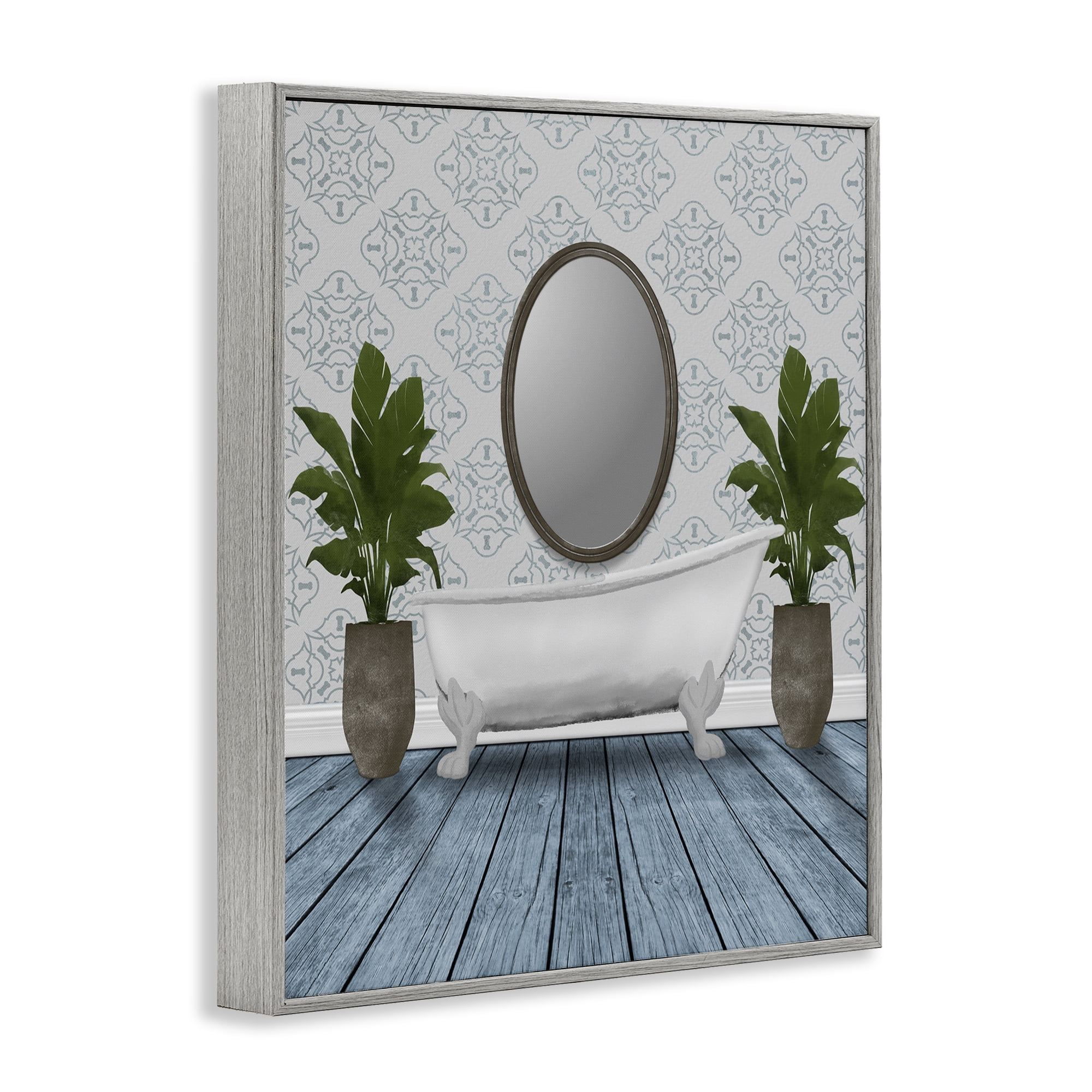 Stupell Industries Restful Wash Bathtub Gray Framed Giclee Art, design by Marcus Prime