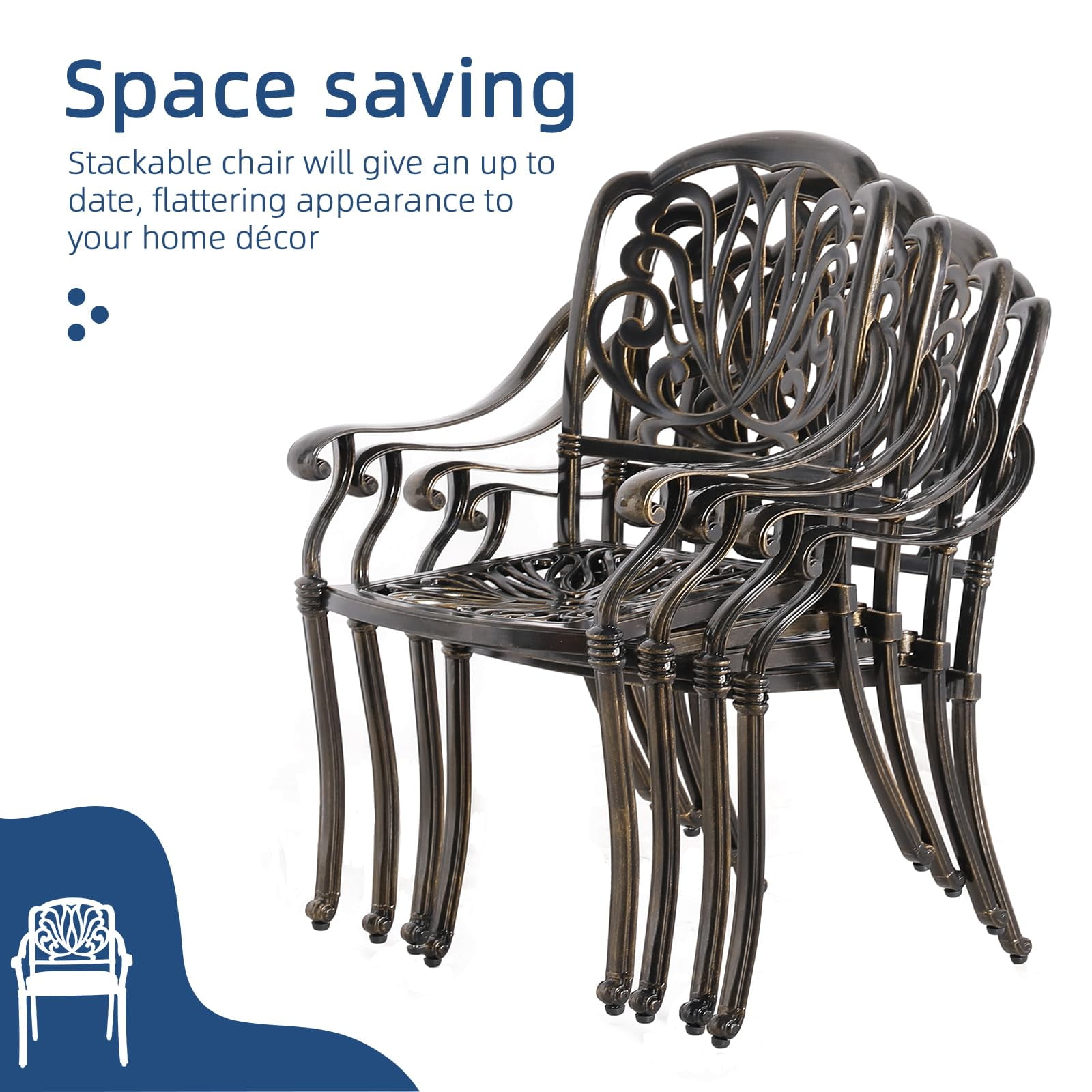 9-Piece Patio Cast Aluminum Dining Set, Outdoor Dining Furniture Set for 8 Person, Includes 84" Oval Table and 8 Cushioned Chairs with Umbrella Hole for Patio Deck Garden, Navy Blue