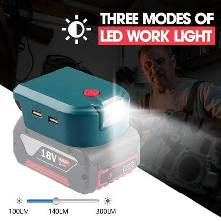 

Citystores Battery Adapter Portable High Brightness Flame-Retardant Dual USB Battery Charger Adapter with LED Light for Makita