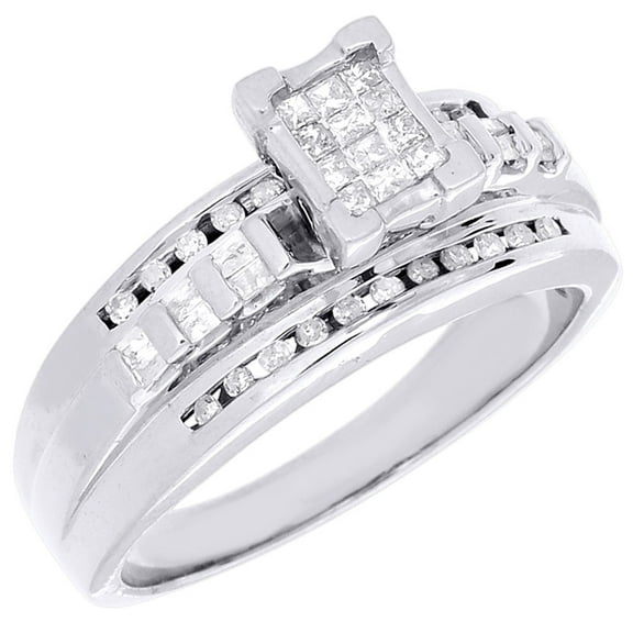 Sterling Silver Invisible Princess Cut Diamond Engagement Wedding Ring 0.36 ct