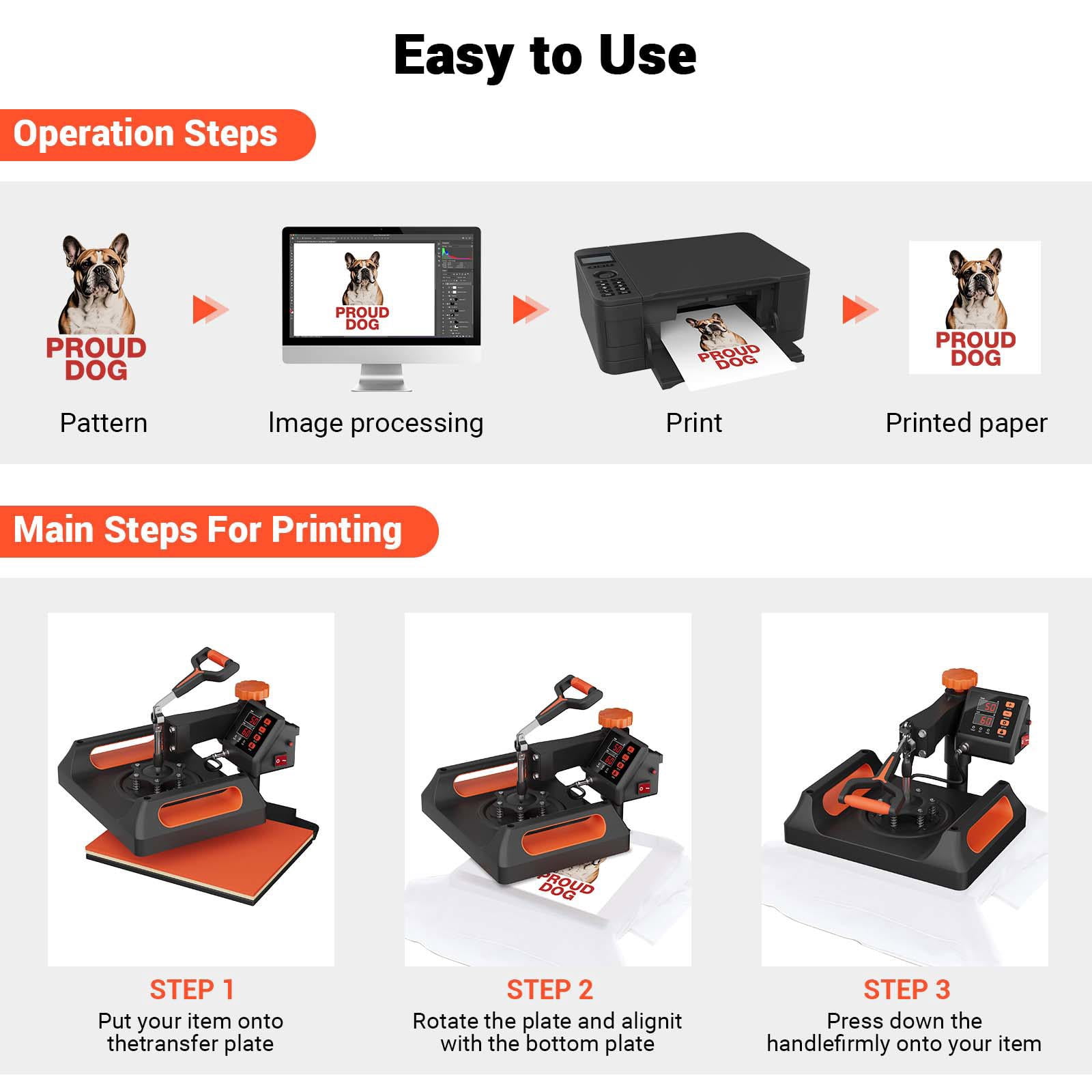 11 in 1 Heat Press, 12 x 15 Inch, Multifunctional Clamshell Printer, Digital Dual-Tube Heat Press Transfer Machine, Swing Away Sublimation Machine for T-Shirt Hat Cap Mug Plate Pen Shoes, Black
