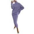 thumbnail image 1 of Ensemble Tricoté 2 Pcs pour Femmes Pull à Col Roulé Manches Longues et Jupe Midi Slim Ensemble Détente, 1 of 6