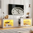 thumbnail image 4 of Bestier Modern TV Stand for TVs up to 75" High Gloss Entertainment Center with LED Lights & Storage Cabinet for Living Room in White, 4 of 8