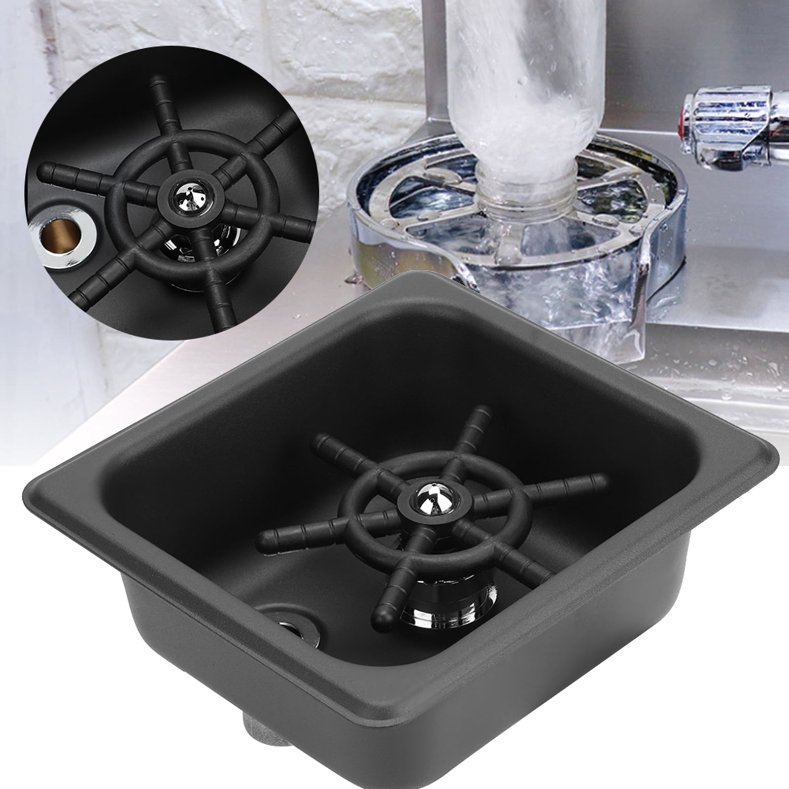 BIMZUC Matte Black 304 Stainless Steel Automatic Cup Rinser and Washer for Home Kitchen, Bar, and Coffee Shop