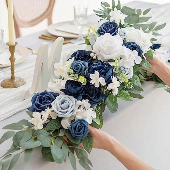 Set of 2 Elegant Artificial Arch Flowers - Wedding Bouquet for Reception Backdrop & Party Banquet Table Decoration