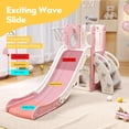 thumbnail image 5 of 6 in 1 Toddler Playset with Slide, Kids Slide with Basketball Hoop, Ball, Ring Toss, Indoor Outdoor Toys Pink, 5 of 6