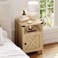 thumbnail image 3 of 4 EVER WINNER Minimalist Barn Door Side Table, Light Oak Storage End Table, Compact Accent Table for Balcony & Kids’ Room, 3 of 9