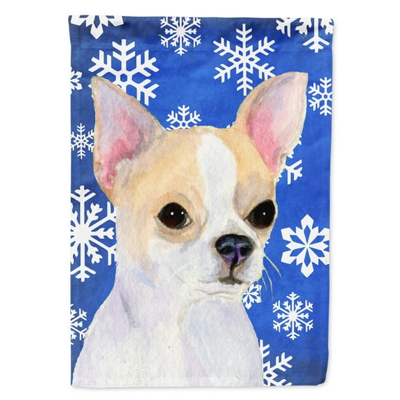 Carolines Treasures SS4612-FLAG-PARENT Chihuahua Winter Snowflakes Holiday Flag  multicolor