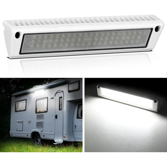 Nilight RV Exterior Light 13 Inch Porch Light 1PC White Beam 12V 24V LED Scene Cargo Lighting White Aluminum Housing for RV Trailers Travel Campers 5th Wheels Motorhome SUV Truck