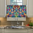 thumbnail image 2 of Yayeee Kitchen Curtains Tier Pair Light Filtering 27"x24" Rod Pocket Short Cafe Window Panel, Vibrant Art Leaves Pattern, 2 of 7
