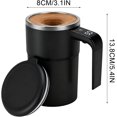 thumbnail image 2 of Self Stirring Coffee Mug With Lid, Automatic Magnetic Stirring Coffee Mug With Temperature Display, Electric Mugs For Coffee, Chocolate, Milk, Tea, Office, Home, Kitchen (Black), 2 of 8