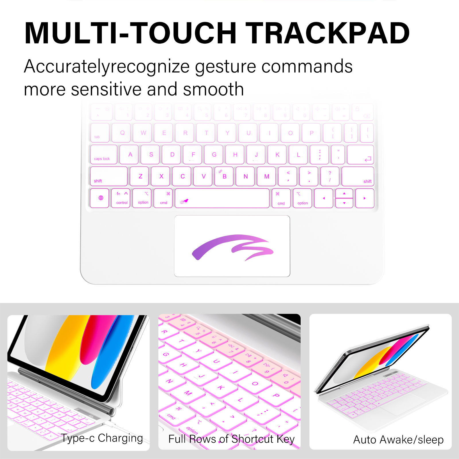 Kenke iPad Keyboard Case 11th/10th Gen, White photo 4
