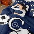 thumbnail image 4 of Castle Fairy Kids Boys Girls Letter Monogrammed C Twin Bedding Sets 7-Piece,Sport Gamer Soccer Bedding Comforter Set Microfiber,Ball Game Football Breathable Sheet Sets,Lightweight Room Decor, 4 of 8