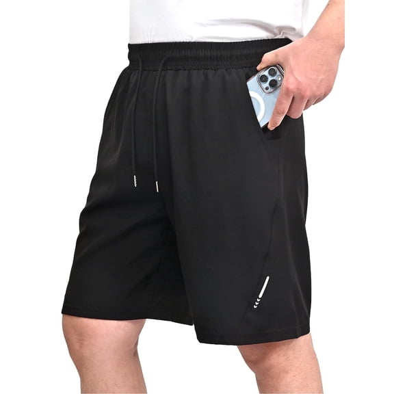 COOPLUS Mens Elastic Waist Drawstring Shorts Casual Classic Fit Stretch Flat Front Shorts with Pockets for Men