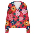 thumbnail image 4 of WRKEKC Snug Floral Sherpa Cardigan V-Neck Open Front Transitional Layer Soft-Touch Comfort Plus Sizes Multicolor S, 4 of 4
