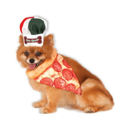 Pizza Chef Pet Dog Cat Peperoni Bandana Collar Hat Costume Kit