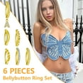 thumbnail image 6 of 6Pcs Belly Button Ring for Women Belly Rings Small Hoop Belly Button Rings Simple Reverse Navel Rings Body Belly Piercing Jewelry-Gold, 6 of 7