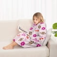 thumbnail image 4 of Pink Football and Flowers Pattern Blanket Hoodies for Kids 6-13YR Oversize Wearable Blanket Hoodies for Boys Girls Teens, 4 of 7