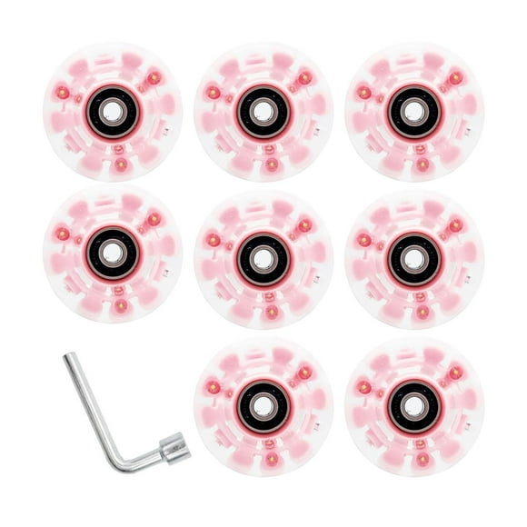 8x Rodamientos de Ruedas para Patines Instalados, Dureza 82A, Accesorios para Interiores, Ruedas Iluminadas para Exteriores de 58mm para Patines de Do Rosa