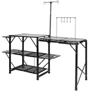 Witaxima VEVOR Camping Kitchen Table, 68.5" Portable Cook Station with 3 Side Tables, 2 Shelves & Detachable Sink, Foldable Aluminum Outdoor Table for Picnics, BBQs, Camping, Black