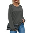 thumbnail image 4 of Fantaslook Textured Womens Sweatshirts Oversized Pullover Long Sleeve Tops Crew Neck Casual Shirts Basic Outfits, 4 of 9
