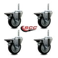 thumbnail image 2 of 4 Inch Black Poly Wheel Swivel 3/4 Inch Threaded Stem Caster Set with Brake, 2 of 2