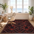 thumbnail image 3 of Design&I 8'x10' Washable Area Rug Maroon Contemporary Framework Repeating Featuring Balanced Mid for Dining Room, Large Office, Lounge, Snag-Free, 3 of 7