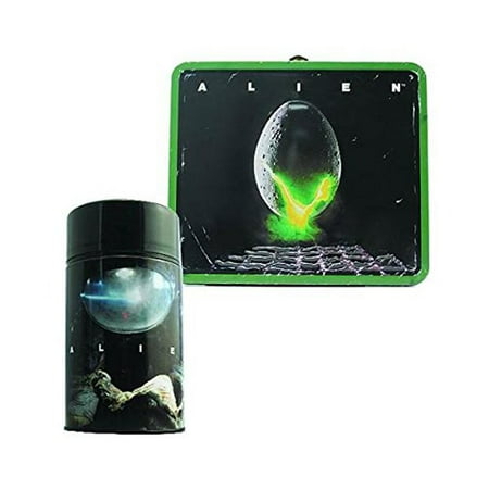 Alien Lunch Box - Alien Egg Distressed Tin Lunch Box with Thermos