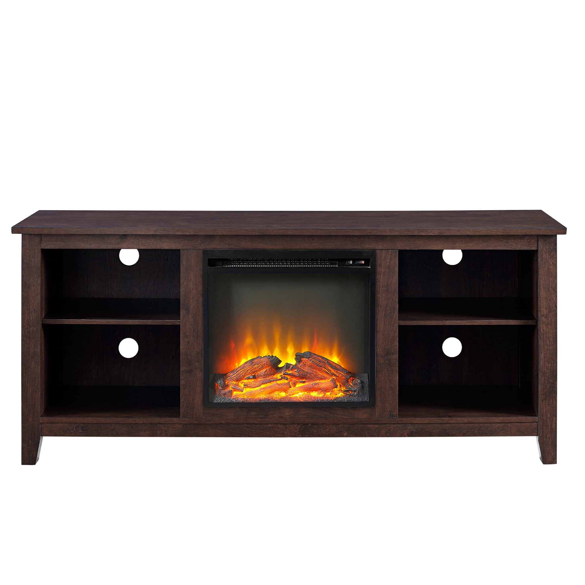 Walker Edison Traditional Fireplace TV Stand for TVs Up to 64" - Brown