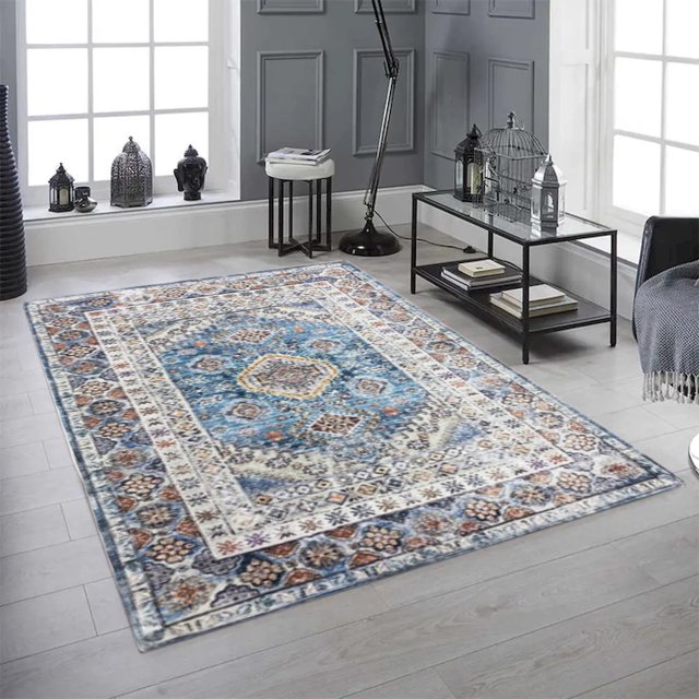 2'6" x 7'6" Tapis de Transition Lavable à Motifs Multicolores en Détresse