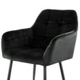 thumbnail image 3 of Elama 2 Piece Velvet Tufted Chair in Black with Black Metal Legs, 3 of 9