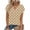 Beige, variant on Women's Tops V-Neck Short Sleeve Blouse Polka Dot Print Casual Soft Breathable Summer Top