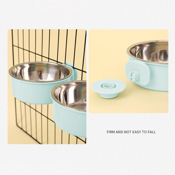 FEOLGEHLY Slow Feed Dog Food Water Bowl, Non Skid Hanging Cage Mounted Pet Bowl 2-In-1 Feeding Drinking Bowl Universal Food Bowl for Dogs Indoor Cats Cage Accessory