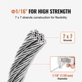 thumbnail image 3 of KFFKFF Cable Set, 330 ft of 1/16" 304 Stainless Steel Wire, Includes 80 Sleeves and 20 Thimbles, Supports up to 450 lbs, Composed of 7x7 Strands, Suitable for Marine Aircraft, 3 of 9