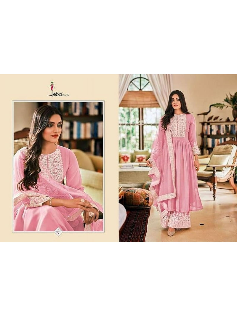 Pakistani Roka Nikah Wear Designer Plazzo Outfits Indian Sewn Salwar Kameez  Suits ( Light Pink, XXL - 46 ) - Walmart.com