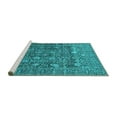 thumbnail image 2 of Ahgly Company Machine Washable Indoor Round Oriental Turquoise Blue Industrial Area Rugs, 4' Round, 2 of 4