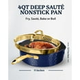 thumbnail image 5 of Granitestone Hammered 4 Qt Saute Pan with Lid - 12 Inch Non Stick Frying Pan with Strainer Holes, Cooking Pan, Nonstick Skillet, Induction Pan, Ceramic Pan, Dishwasher Safe, Navy, 5 of 8