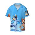 thumbnail image 2 of Lsque Bluey print Men's Cuban Collar Short Sleeve Shirt Summer Beachwear Casual Button Down Fashionable Vacation Leisure Shirt-4X-Large, 2 of 7