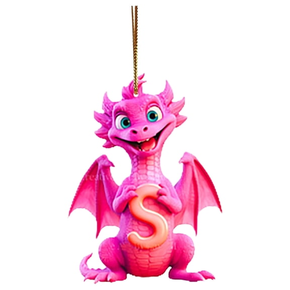 Lilixerw Christmas Dinosaur Ornaments 26 Letter Cartoon Pendant,Acrylic Dino Figures Hanging Gift,Funny Dinosaur Decor for Kids,Christmas Dinosaur Cartoon Pendant,Christmas Decor(S)