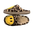 thumbnail image 3 of PacificPlex Womens Smiley Fuzzy Preppy Smile Slippers Retro Cozy Comfy Plush Warm Slip-on Happy Face Slippers Winter Casual Indoor Soft Fluffy House Shoes (5-6, Leopard), 5-6, Leopard, 3 of 7