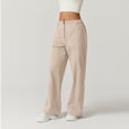 thumbnail image 6 of Women's Zip Front Palazzo Pants with Cargo Pockets High Waist Comfortable Wide Leg Trousers in Soft Cotton, 6 of 8